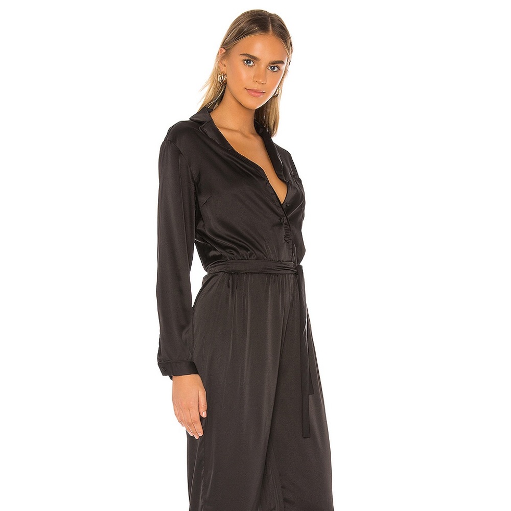Heartloom Black Satin Jumpsuit